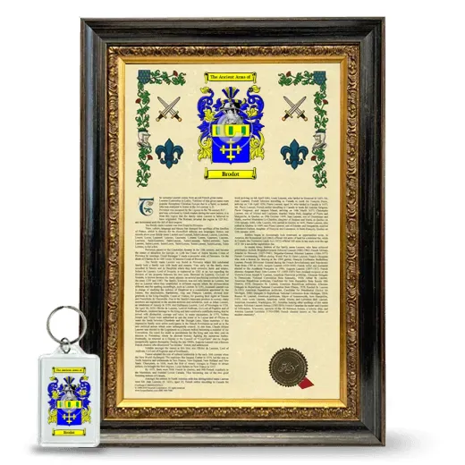Brodot Framed Armorial History and Keychain - Heirloom