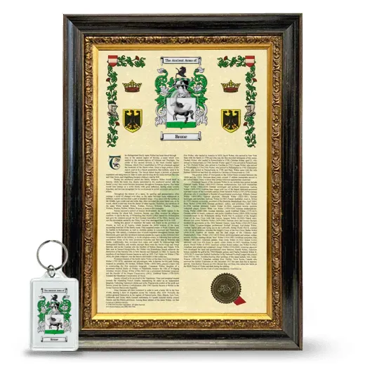 Brone Framed Armorial History and Keychain - Heirloom
