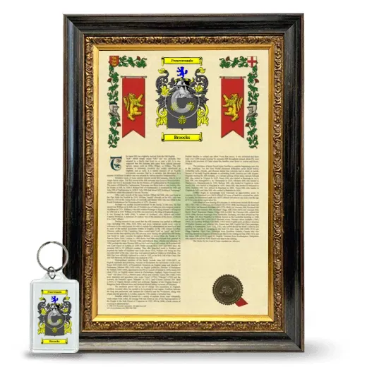 Broocks Framed Armorial History and Keychain - Heirloom