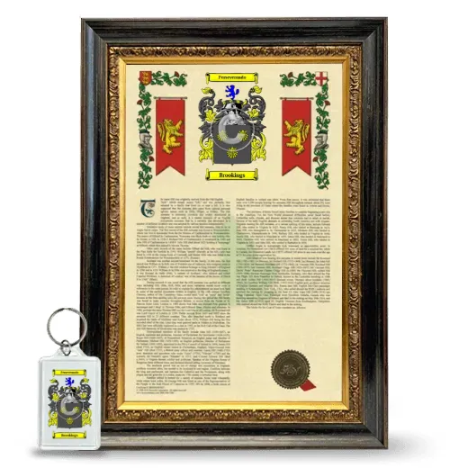 Brookings Framed Armorial History and Keychain - Heirloom