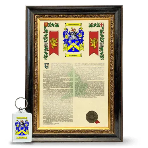 Broughan Framed Armorial History and Keychain - Heirloom