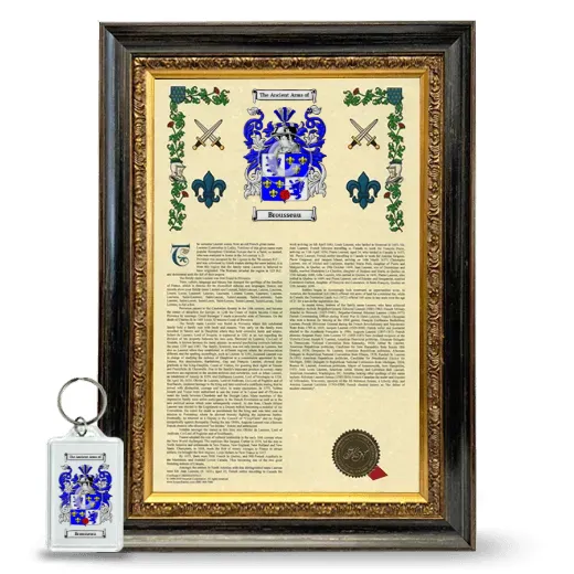 Brousseau Framed Armorial History and Keychain - Heirloom