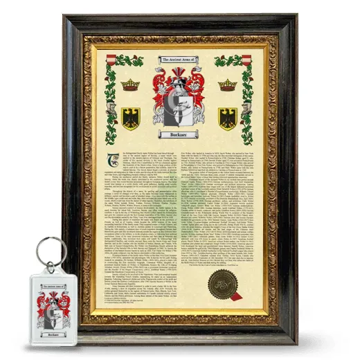 Buckner Framed Armorial History and Keychain - Heirloom
