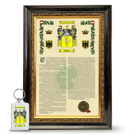 Buggen Framed Armorial History and Keychain - Heirloom