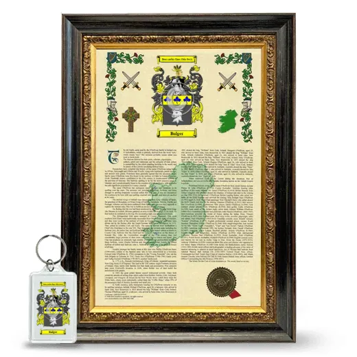 Bulger Framed Armorial History and Keychain - Heirloom