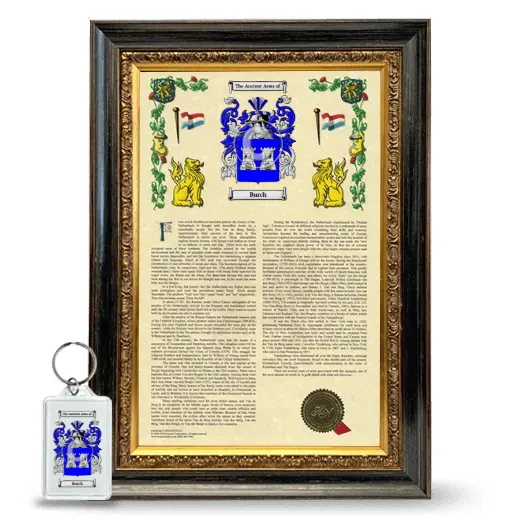 Burch Framed Armorial History and Keychain - Heirloom