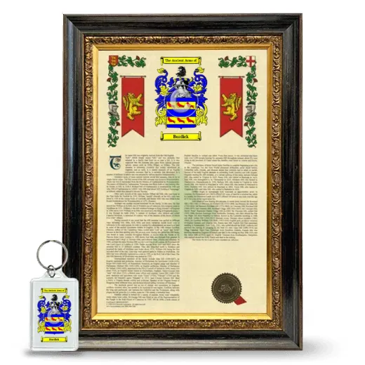 Burdick Framed Armorial History and Keychain - Heirloom