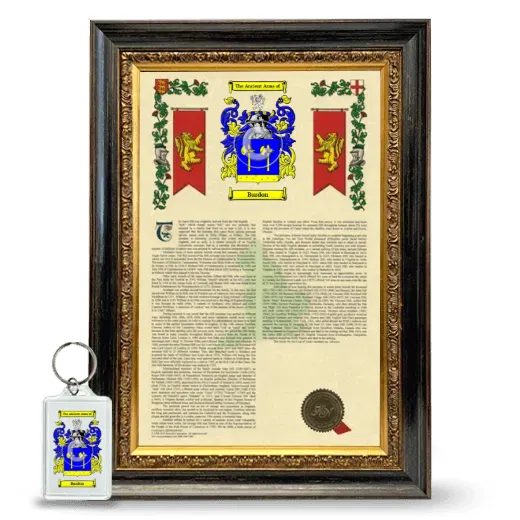 Burdon Framed Armorial History and Keychain - Heirloom