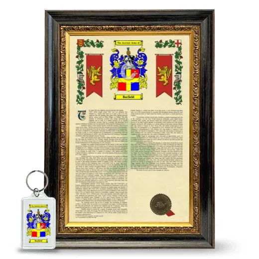Burfield Framed Armorial History and Keychain - Heirloom