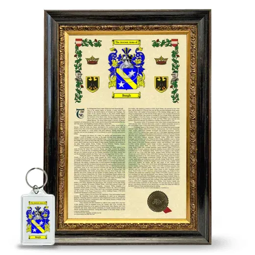 Burgh Framed Armorial History and Keychain - Heirloom