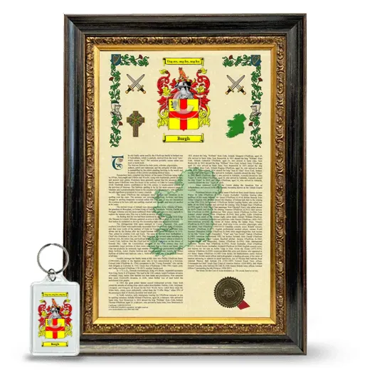 Burgh Framed Armorial History and Keychain - Heirloom