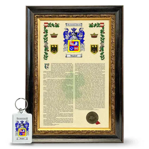 Burghof Framed Armorial History and Keychain - Heirloom