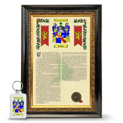 Buringer Framed Armorial History and Keychain - Heirloom