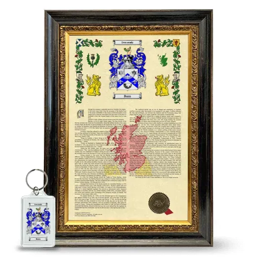 Burn Framed Armorial History and Keychain - Heirloom