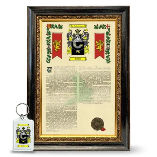 Busher Framed Armorial History and Keychain - Heirloom
