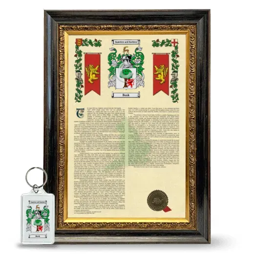 Busk Framed Armorial History and Keychain - Heirloom