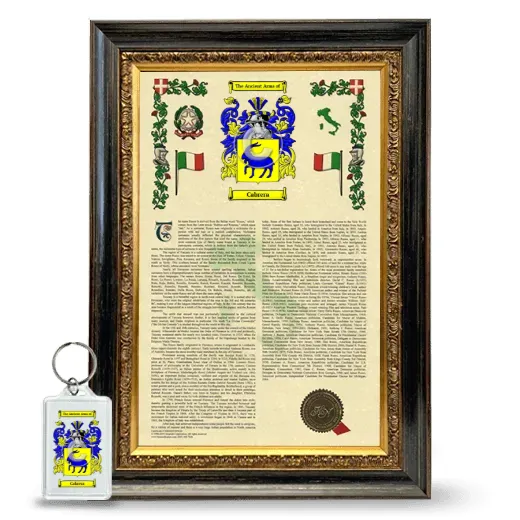 Cabrera Framed Armorial History and Keychain - Heirloom