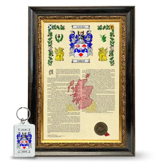 Caldwell Framed Armorial History and Keychain - Heirloom