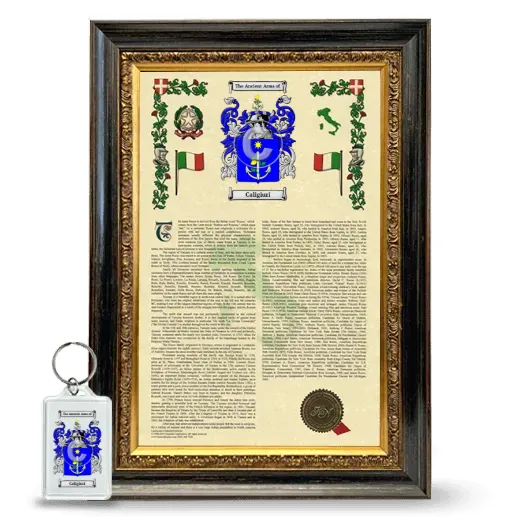 Caligiuri Framed Armorial History and Keychain - Heirloom