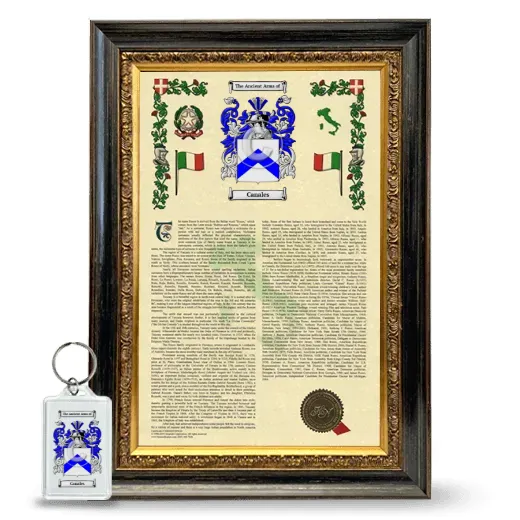 Canales Framed Armorial History and Keychain - Heirloom