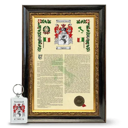 Capraro Framed Armorial History and Keychain - Heirloom