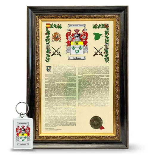 Cardonan Framed Armorial History and Keychain - Heirloom