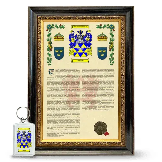 Carlson Framed Armorial History and Keychain - Heirloom