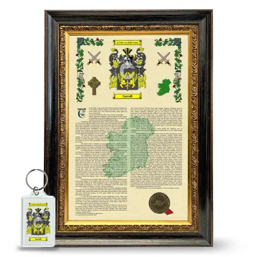 Carroll Framed Armorial History and Keychain - Heirloom