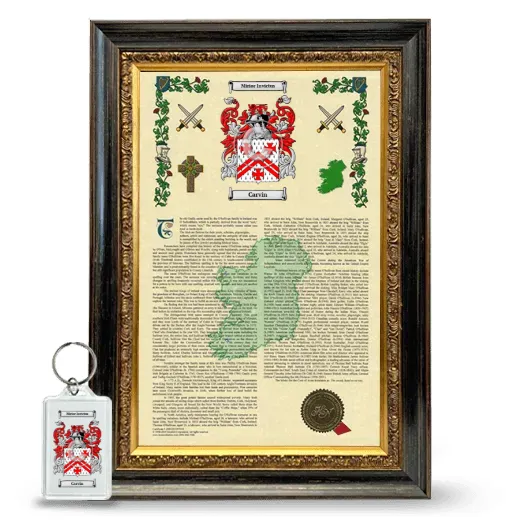 Carvin Framed Armorial History and Keychain - Heirloom