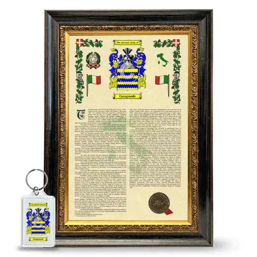 Casagrande Framed Armorial History and Keychain - Heirloom