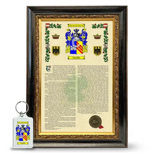 Casselles Framed Armorial History and Keychain - Heirloom