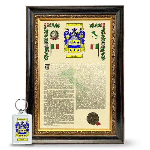 Cassius Framed Armorial History and Keychain - Heirloom
