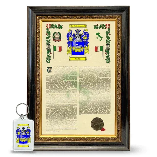 Castri Framed Armorial History and Keychain - Heirloom