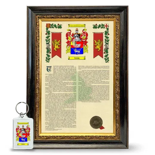 Caton Framed Armorial History and Keychain - Heirloom