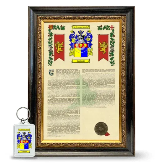 Caulcutt Framed Armorial History and Keychain - Heirloom