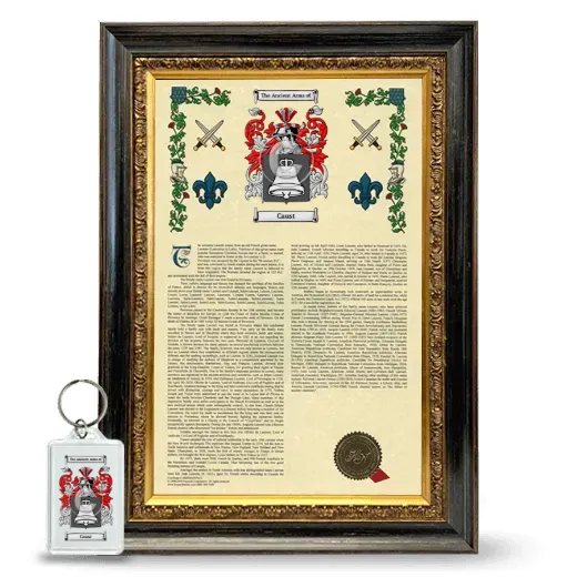 Caust Framed Armorial History and Keychain - Heirloom