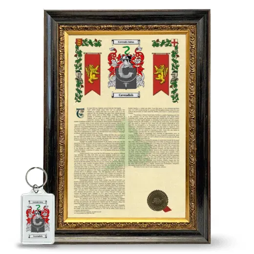 Cavendish Framed Armorial History and Keychain - Heirloom