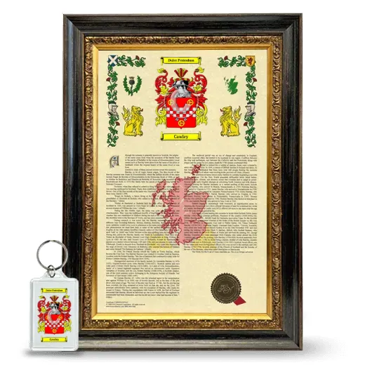 Cawley Framed Armorial History and Keychain - Heirloom