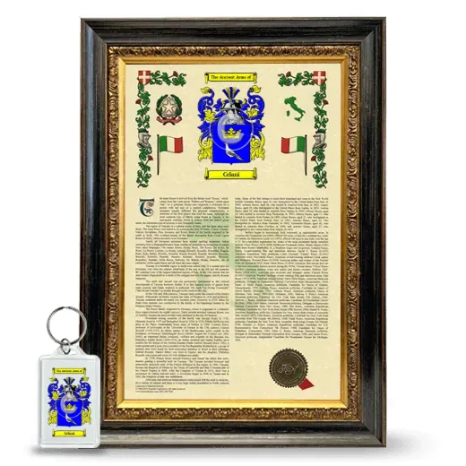 Celani Framed Armorial History and Keychain - Heirloom