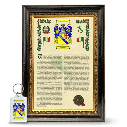 Centeno Framed Armorial History and Keychain - Heirloom