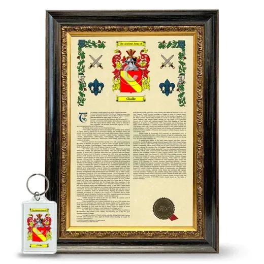 Challe Framed Armorial History and Keychain - Heirloom