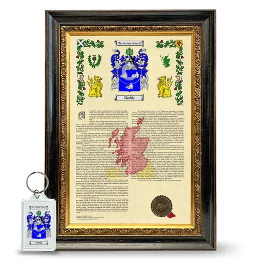 Cheddy Framed Armorial History and Keychain - Heirloom