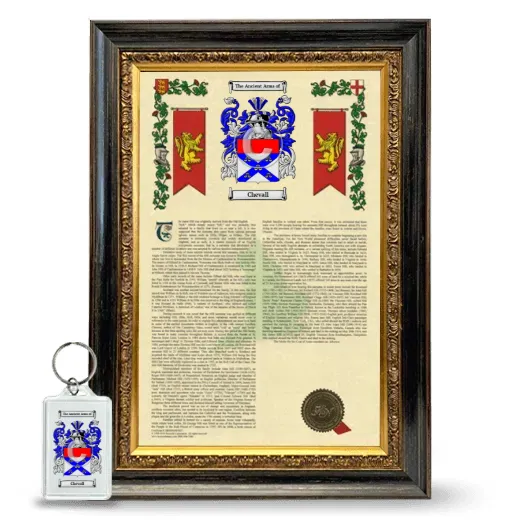 Chevall Framed Armorial History and Keychain - Heirloom
