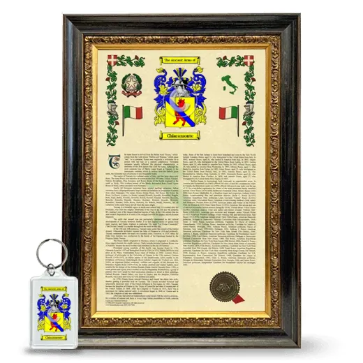 Chiaramonte Framed Armorial History and Keychain - Heirloom