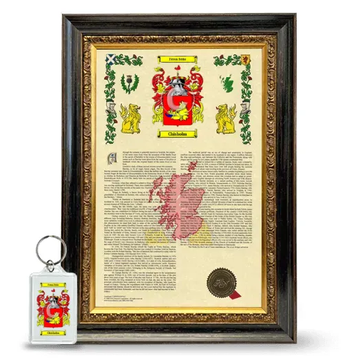 Chisholm Framed Armorial History and Keychain - Heirloom