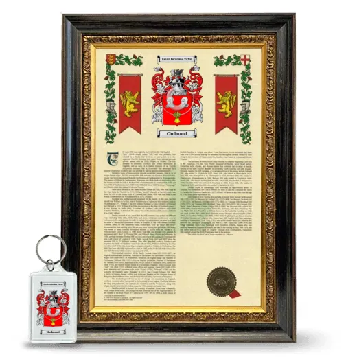 Cholmond Framed Armorial History and Keychain - Heirloom