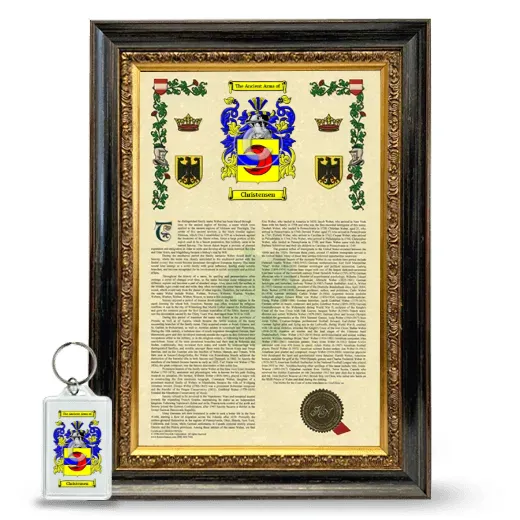 Christensen Framed Armorial History and Keychain - Heirloom