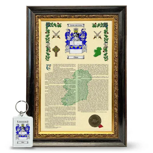 Clare Framed Armorial History and Keychain - Heirloom