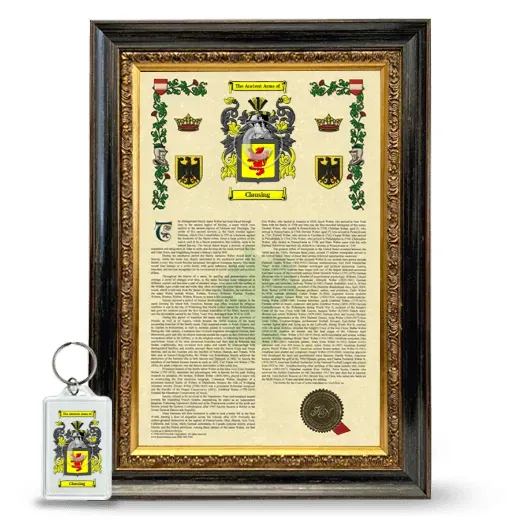 Clausing Framed Armorial History and Keychain - Heirloom