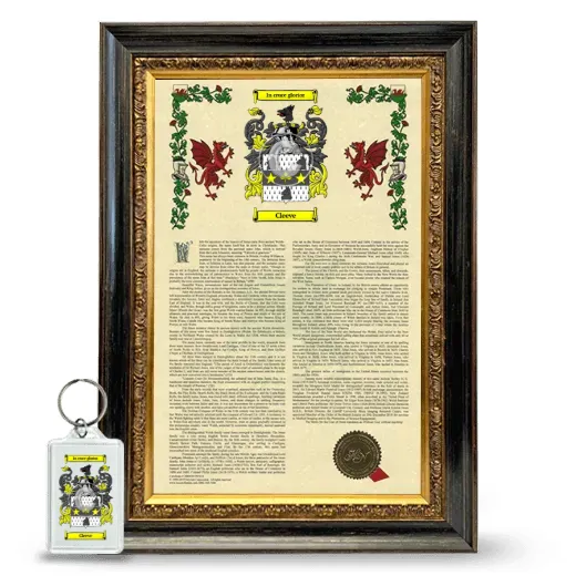 Cleeve Framed Armorial History and Keychain - Heirloom